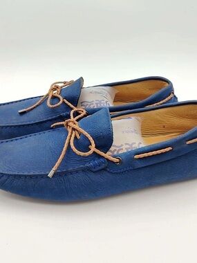 Tod's Gommino Laccetto Driving Shoes Blue Boat Shoes